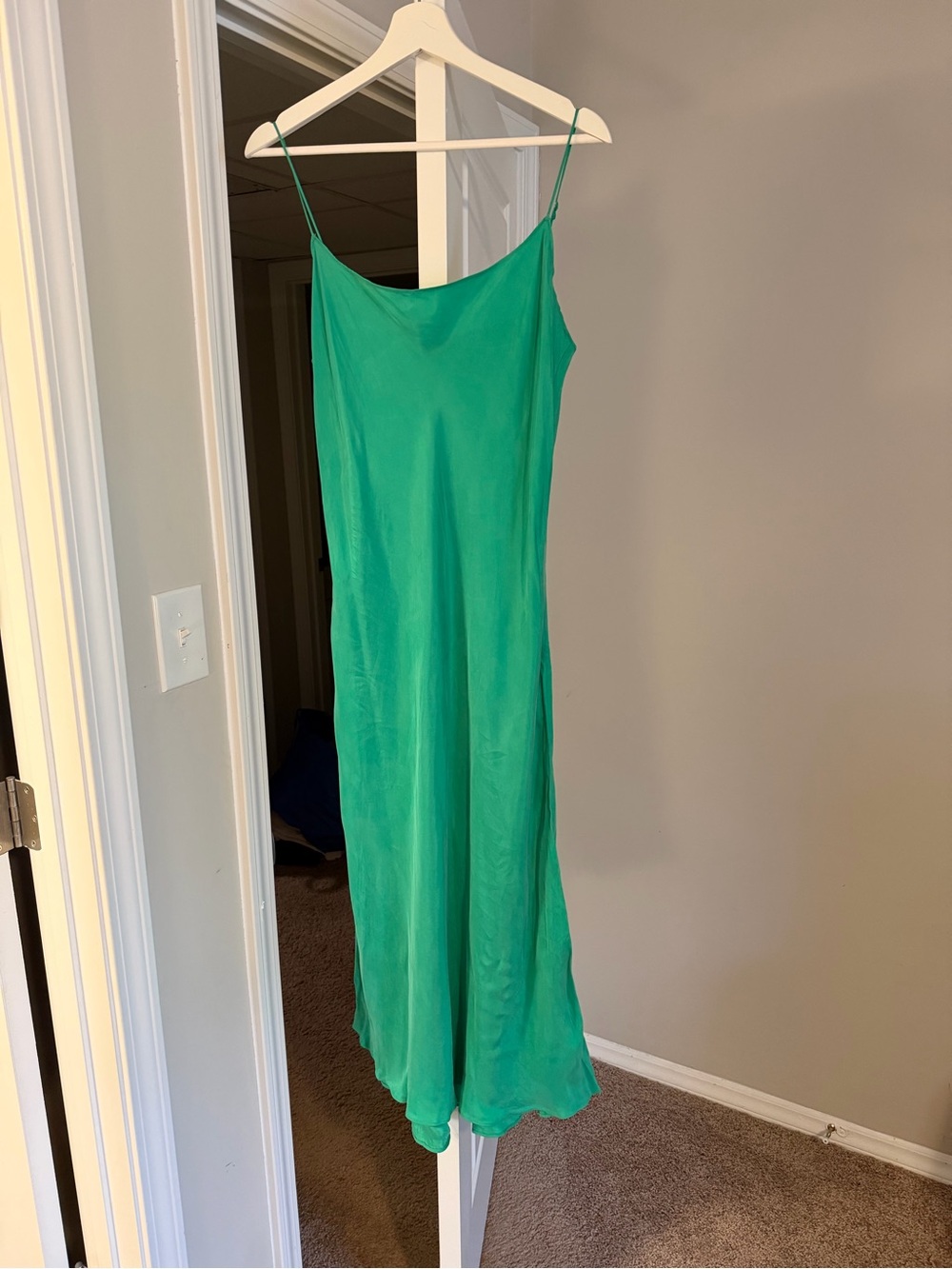 Green Slip Dress with Spaghetti Straps